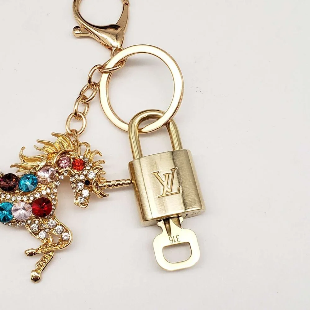 Louis Vuitton Gold Lock & Key 🔑 Authentic LV Unbranded Horse Keychain Charm